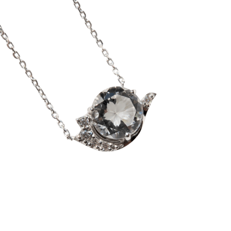 【necklace】　白水晶 8mm さくらインカット