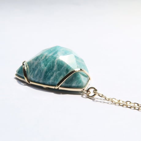 【Necklace】アマゾナイトインクォーツ：シミズ貴石様 会長カット