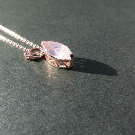 【necklace】　ローズクォーツ 12×6mm マーキス クラッシュクォーツ
