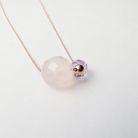 【necklace】　bubble（ローズクォーツ・ローズアメジスト）N-285