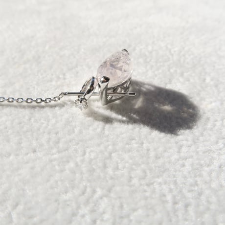 【necklace】　ローズクォーツ 12×6mm マーキス クラッシュクォーツ.