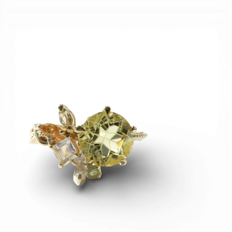 【Ring】　レモンクォーツ（ダーク） 8mm　ダンデライオンカット　＃13