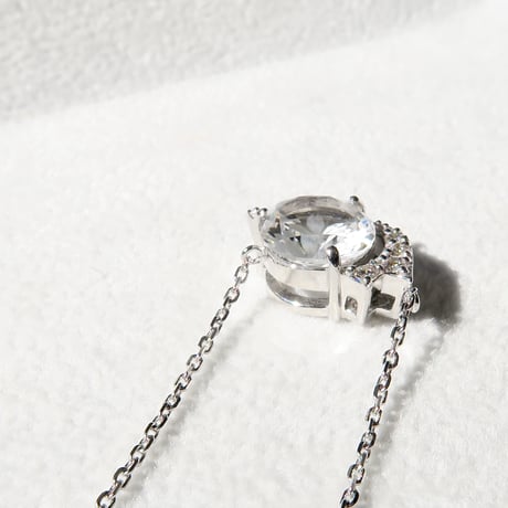 【necklace】　白水晶 8mm さくらインカット