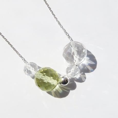 【necklace】　bubble（レモンクォーツ・白水晶）N-286