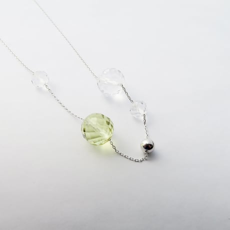 【necklace】　bubble（レモンクォーツ・白水晶）N-286