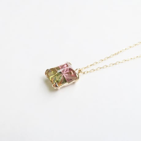 【ncklace】　バイカラートルマリン 甲州貴石切子