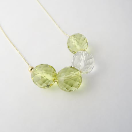 【necklace】　bubble（レモンクォーツ・白水晶）N-284