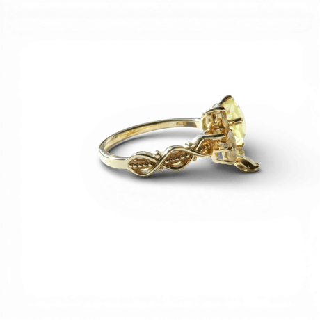 【Ring】　レモンクォーツ（ダーク） 8mm　ダンデライオンカット　＃13