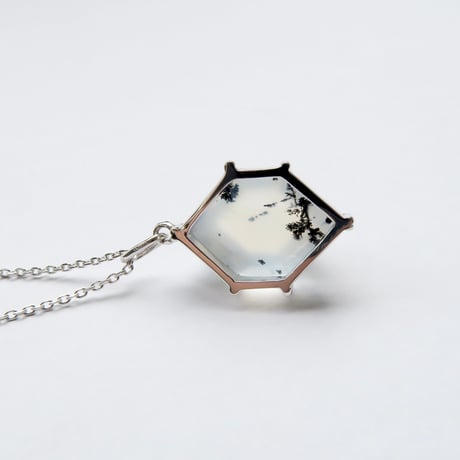 【ncklace】　デンドリティックアゲート+白水晶