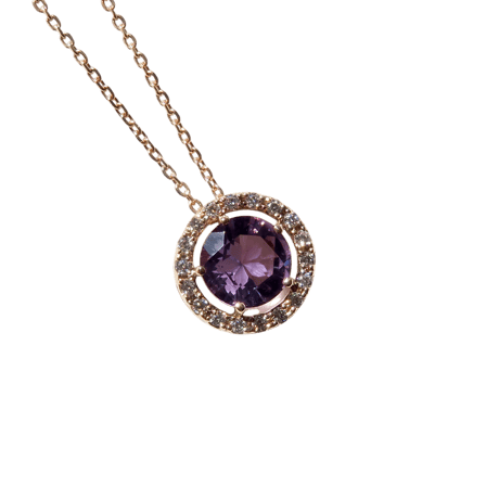 【necklace】　ローズアメジスト 6mm さくらインカット 0.08ct