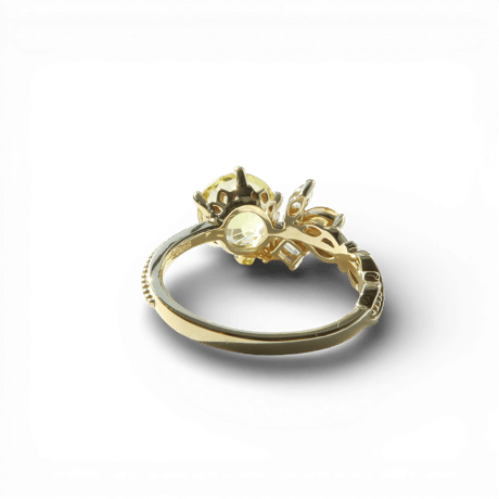 【Ring】　レモンクォーツ（ダーク） 8mm　ダンデライオンカット　＃13