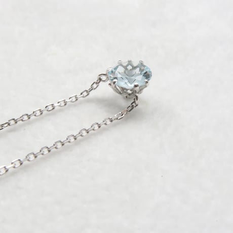 【necklace】　アクアマリン　6mm　クローバーインカット