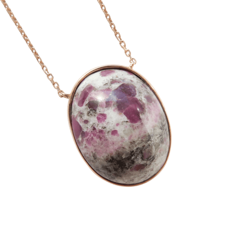 【necklace】 ルビーイングラナイト：シミズ貴石 会長カット