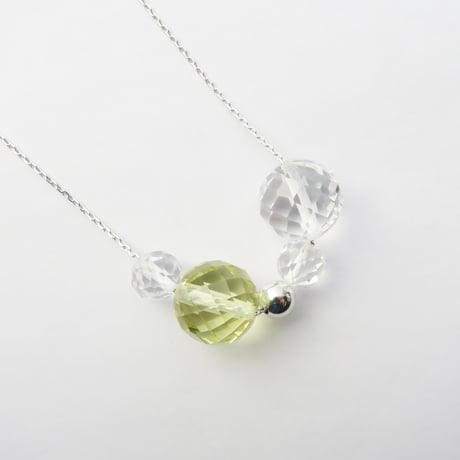 【necklace】　bubble（レモンクォーツ・白水晶）N-286
