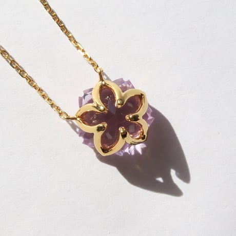 ローズアメジスト 10mm さくらシェイプカット necklace