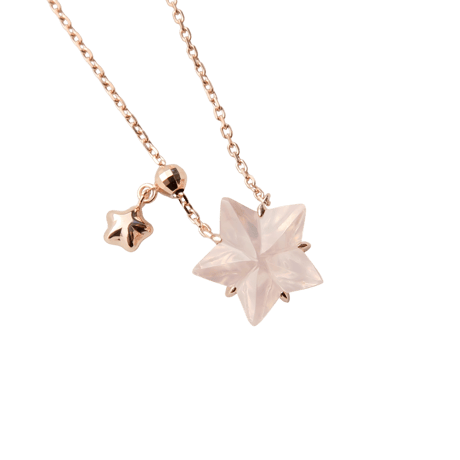 【necklace】　ローズクォーツ　10mm　星細工