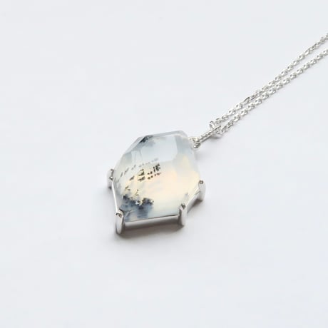 【ncklace】　デンドリティックアゲート+白水晶