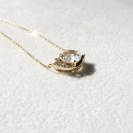 【necklace】　白水晶 6mm さくらインカット
