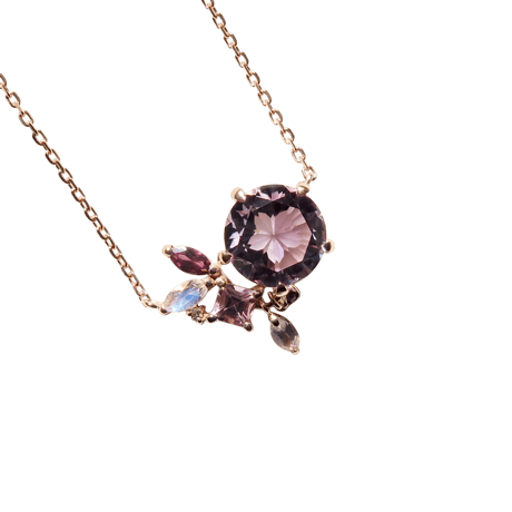 【necklace】　バイカラーアメジスト 8mm さくらインカット pink