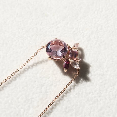 【necklace】　バイカラーアメジスト 8mm さくらインカット pink
