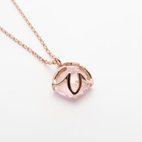 【necklace】　硝子の宝石 クリアピンク金箔入り