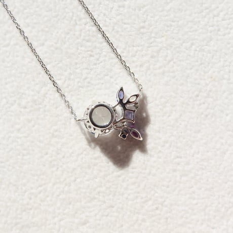 【necklace】　白水晶 8mm さくらインカット purple