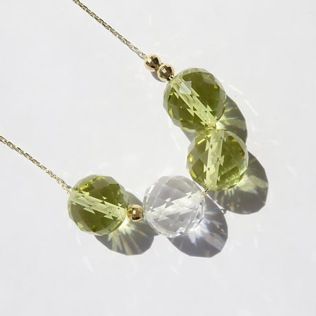 【necklace】　bubble（レモンクォーツ・白水晶）N-284