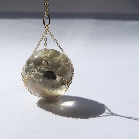 【Necklace】ホワイトガーデンクォーツ パイライト入り