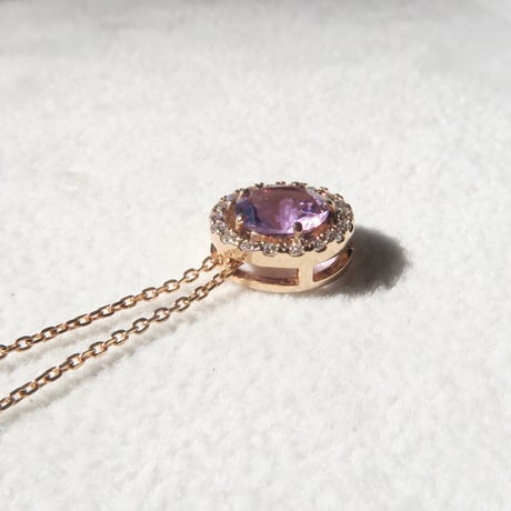 【necklace】　ローズアメジスト 6mm さくらインカット 0.08ct