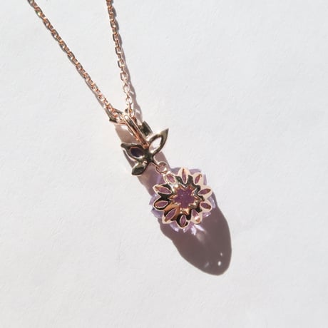 ローズアメジスト 8.5mm さくらシェイプカット necklace