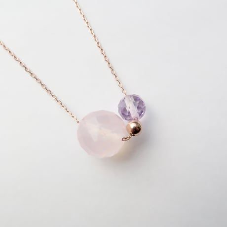 【necklace】　bubble（ローズクォーツ・ローズアメジスト）N-285
