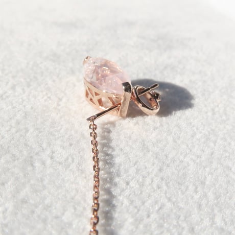 【necklace】　ローズクォーツ 12×6mm マーキス クラッシュクォーツ