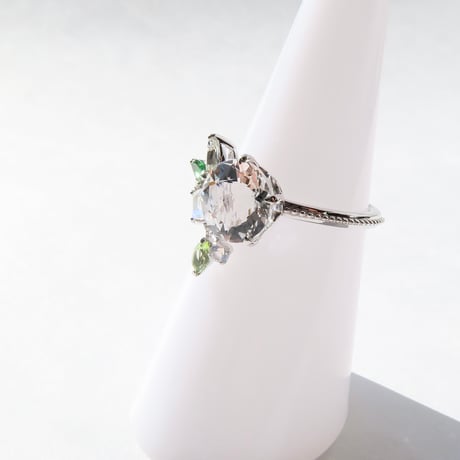【Ring】　白水晶　8mm　カメリアカット　＃12