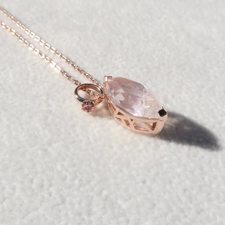 【necklace】　ローズクォーツ 12×6mm マーキス クラッシュクォーツ