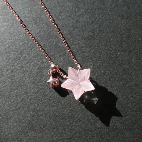 【necklace】　ローズクォーツ　10mm　星細工
