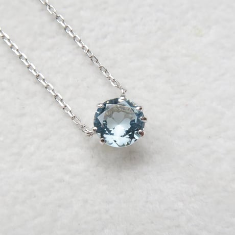 【necklace】　アクアマリン　6mm　クローバーインカット