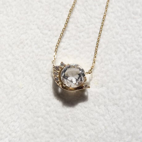 【necklace】　白水晶 6mm さくらインカット