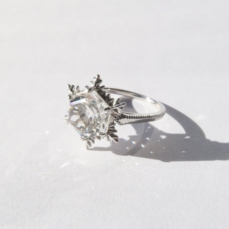 白水晶 8mm ゆきんこカット Ring＃11