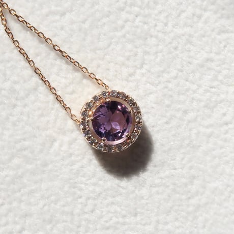【necklace】　ローズアメジスト 6mm さくらインカット 0.08ct