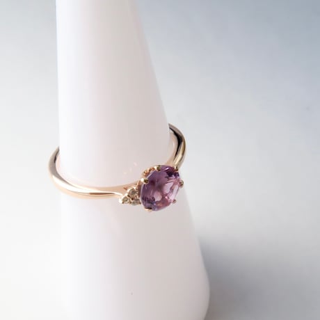 【Ring】　ローズアメジスト　6mm　クローバーインカット　＃11