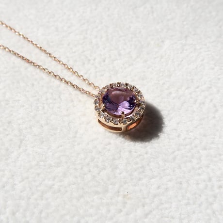 【necklace】　ローズアメジスト 6mm さくらインカット 0.08ct