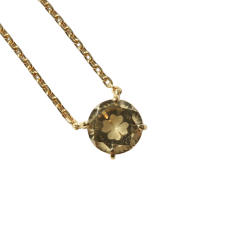 【necklace】　イエロージルコン　6mm　クローバーインカット