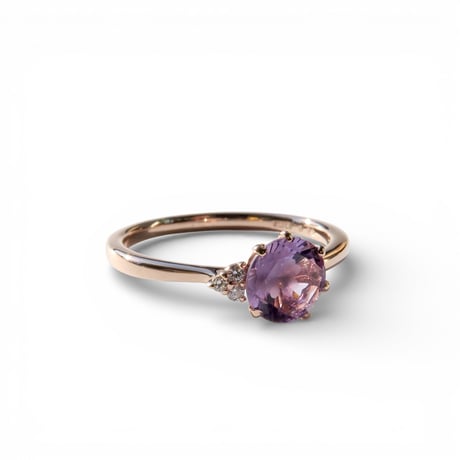 【Ring】　ローズアメジスト　6mm　クローバーインカット　＃11