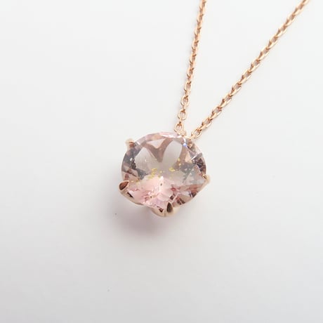 【necklace】　硝子の宝石 クリアピンク金箔入り