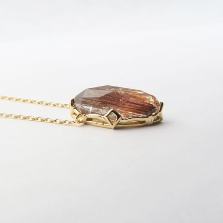 【necklace】　レッドルチルクォーツ　かんなカット