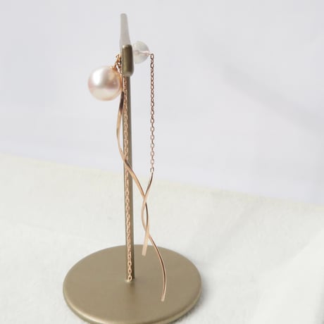 【pierced】　淡水パール　7.0-7.5mm　ピンク　片耳
