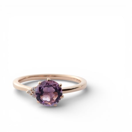 【Ring】　ローズアメジスト　6mm　クローバーインカット　＃11