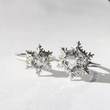 白水晶 8mm ゆきんこカット Ring＃11