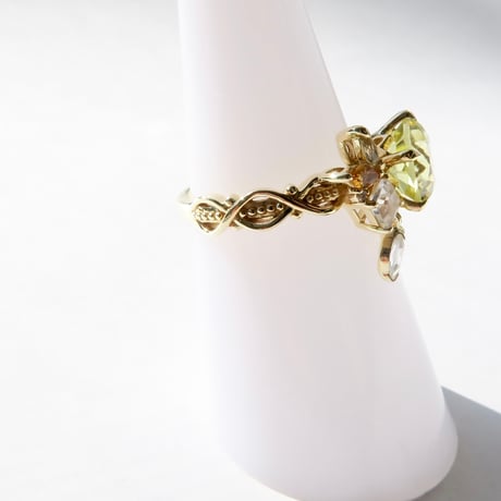 【Ring】　レモンクォーツ（ダーク） 8mm　ダンデライオンカット　＃13