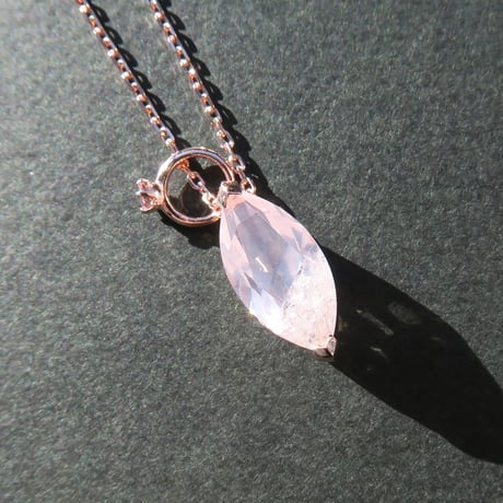 【necklace】　ローズクォーツ 12×6mm マーキス クラッシュクォーツ